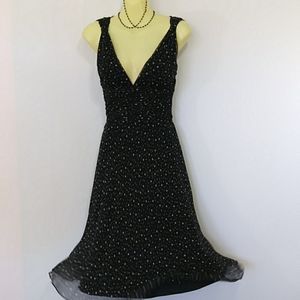 White House Black Market Silk Dot Dress Euc 4